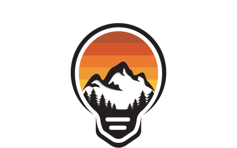 Modèle de logo Montagne dans une lampe