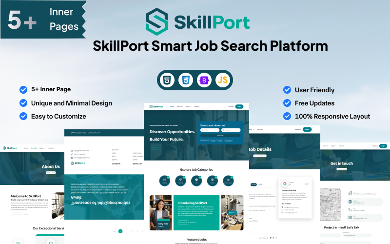 SkillPort - 智能求职平台 HTML 模板