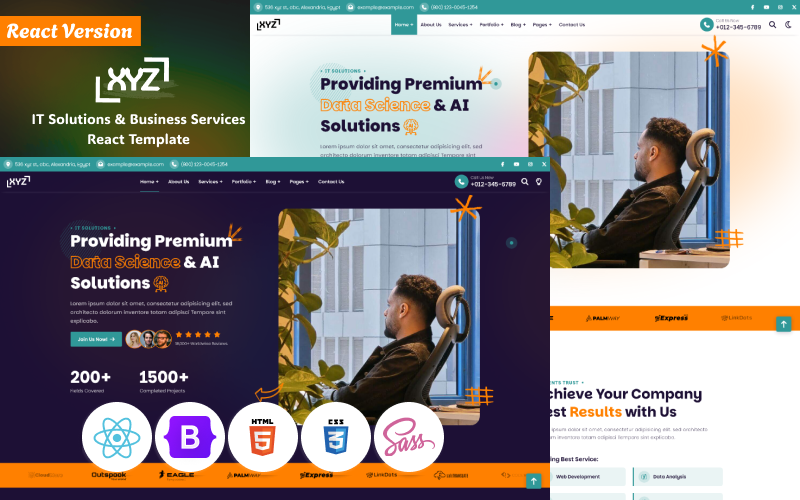 XYZ — IT-oplossingen en zakelijke diensten React 19 websitesjabloon