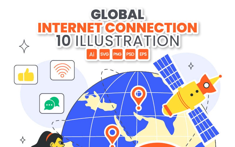 10 illustrationer av global internetanslutning