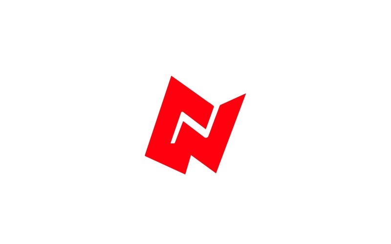 Abstraktní červené písmeno n logo, izolované na bílém pozadí