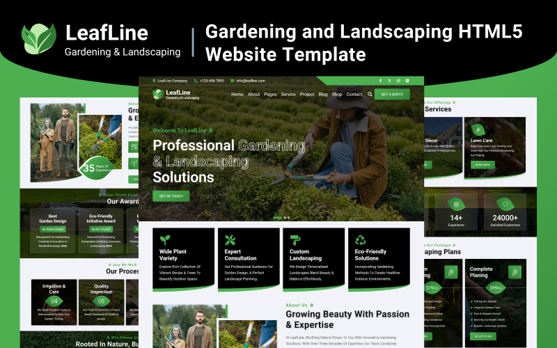 LeafLine - Modello di sito Web HTML5 per giardinaggio e paesaggistica