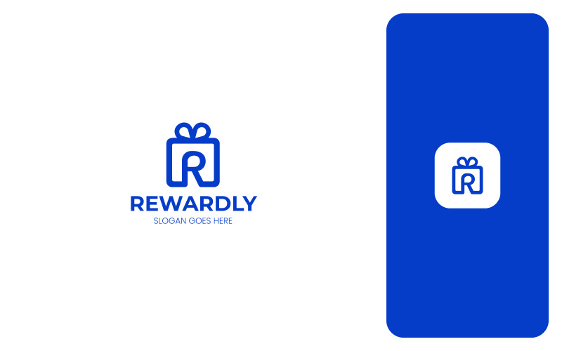 Rewardly - Letter R met cadeau-symbool logo sjabloon