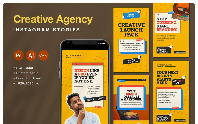 Instagramový příběh kreativních agenturních obsahových reklam