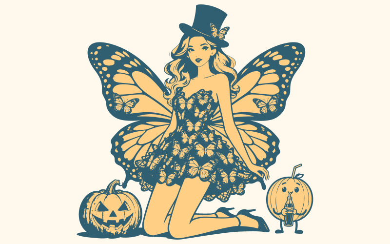 Illustration d'une jeune fille gothique aux ailes éthérées, inspirée par le papillon noir, pour l'art et la décoration de la dark fantasy.