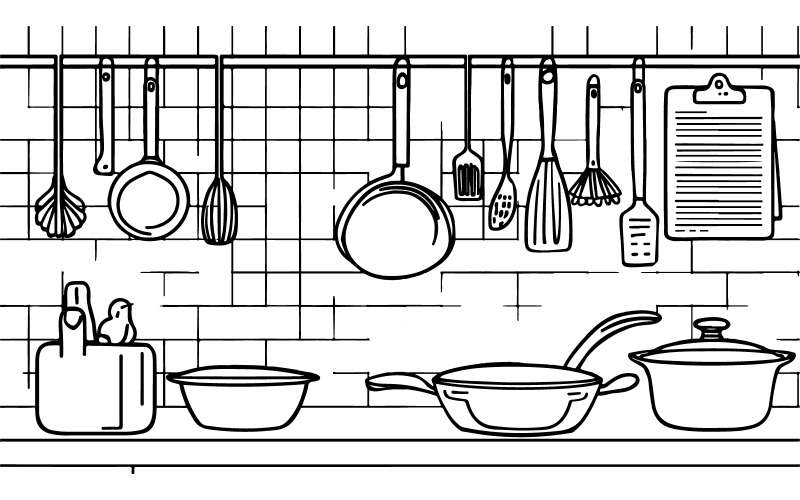 Padrão de fundo culinário moderno com utensílios de cozinha (vetor)