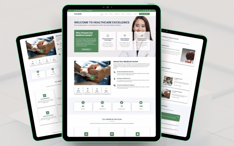 CuraLife — Responzivní landing page pro lékařskou péči a systém objednávání pro kliniky a nemocnice