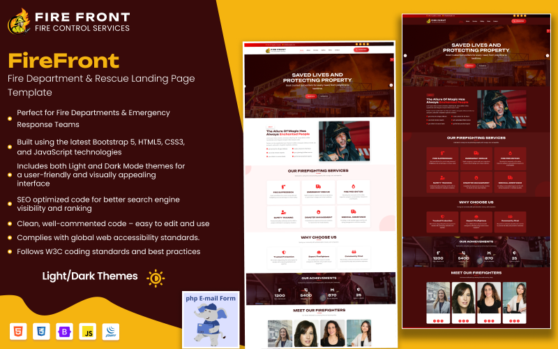 Fire Panel Graphics Html FireFront – Fire Department and Rescue Services HTML Template