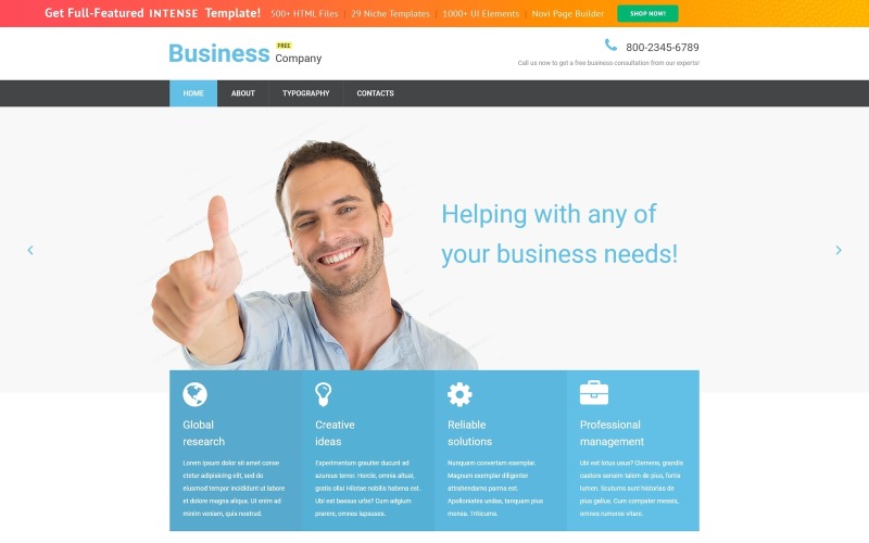 Ingyenes üzleti reszponzív webhelysablon
