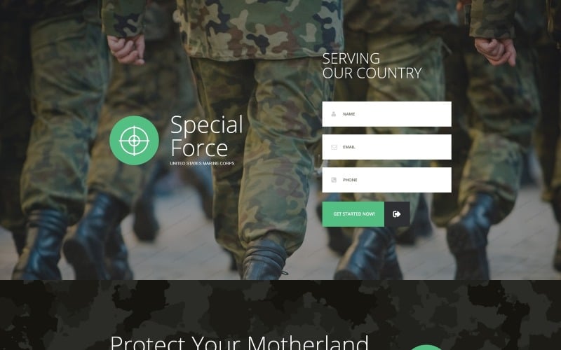 Mall för responsiv målsida för armén