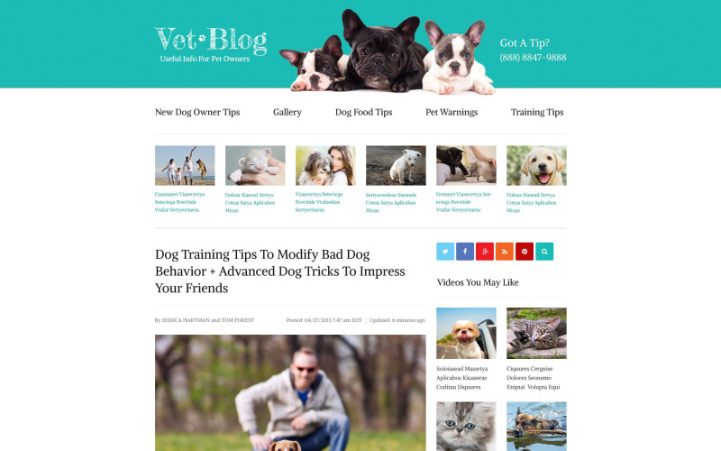 Modèle de site Web de blog vétérinaire