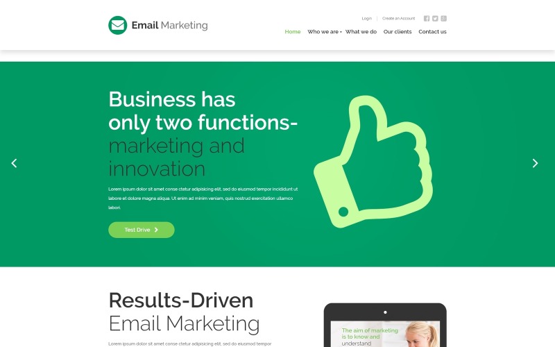 Modello di sito Web di email marketing