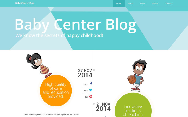 Modello di sito Web reattivo per Kids Center