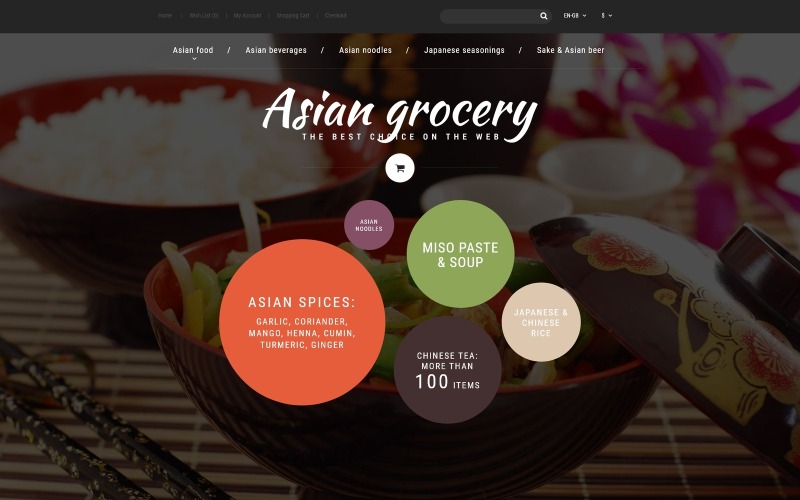 Modello OpenCart della drogheria asiatica