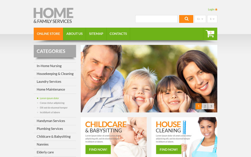 Otthoni és családi szolgáltatások PrestaShop téma