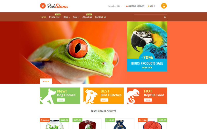 Tema Shopify reattivo per Pet Shop