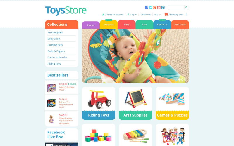 магазин игрушек отзывчивая тема shopify