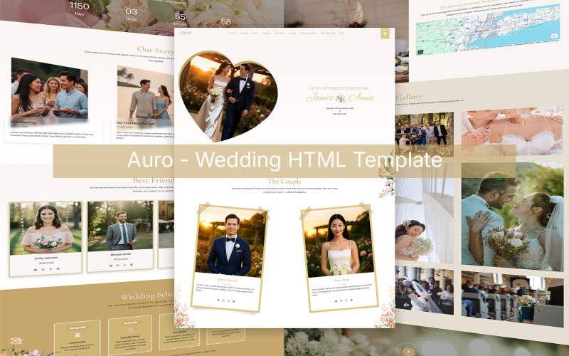 Auro – Plantilla HTML para bodas elegante y moderna