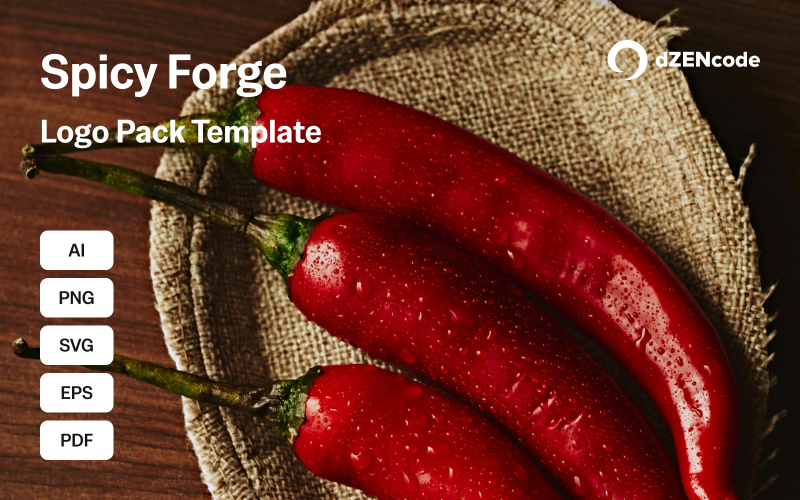 Pacchetto logo Spicy Forge: modelli di branding per peperoncino piccante e audace