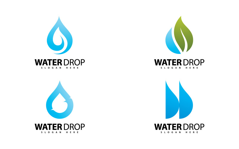 Waterdruppel logo vector icoon en symbool ontwerp V14
