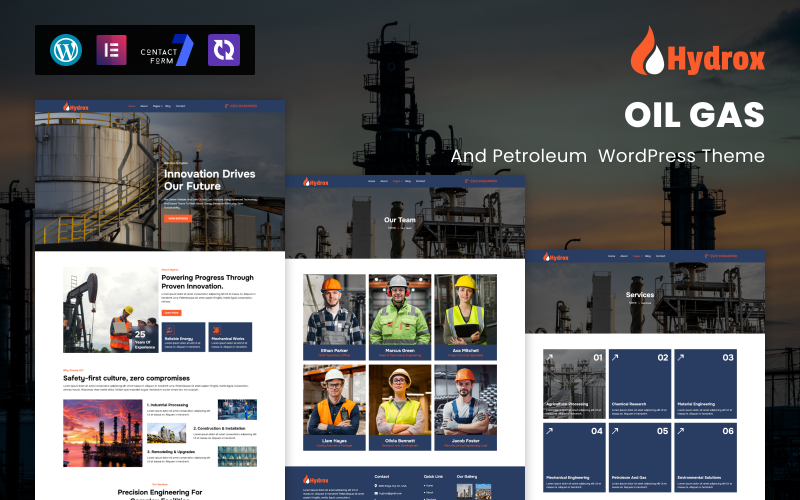 Hydrox – WordPress-tema för olje- och gasföretag