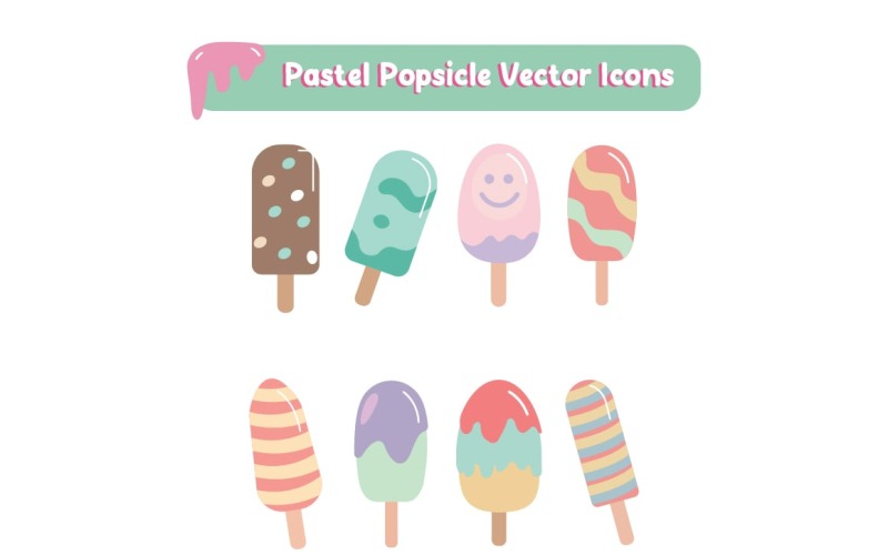 8 icone vettoriali di ghiaccioli pastello
