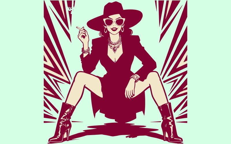 Ilustração de garotas estilosas para o Halloween, ideal para convites de festa e design de produtos.