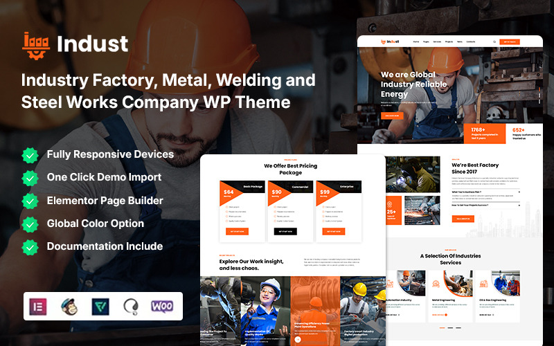 Indust – WordPress-Theme für Industrie, Fabriken, Metall-, Schweiß- und Stahlwerke