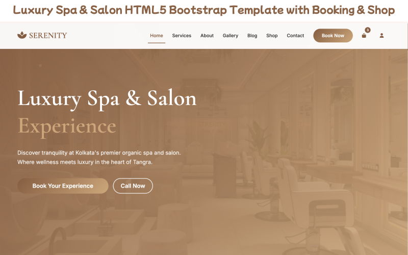 Luxusní HTML šablona pro lázně a salony, plně responzivní a elegantní, Bootstrap 5 šablona