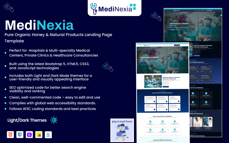 Medinexia – Hospitals, Medicals and Healthcare Landing Page Template