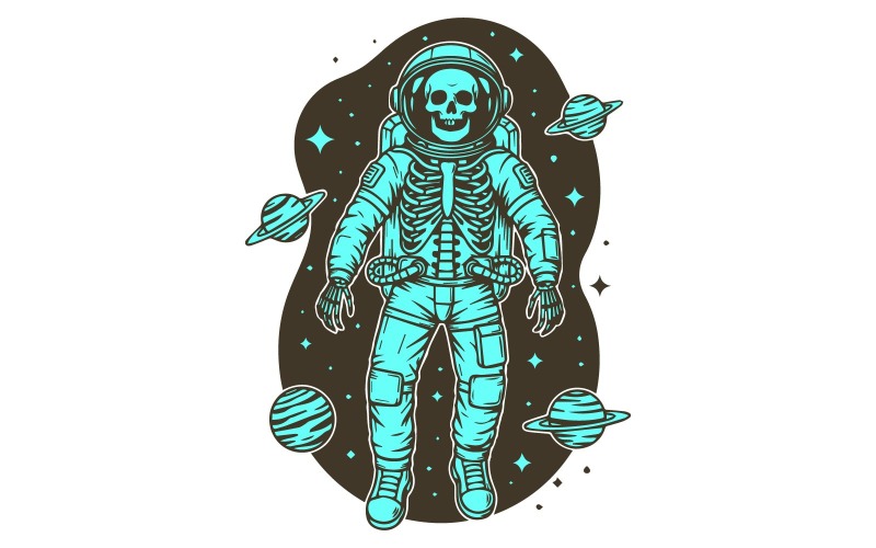skelet astronaut halloween vector