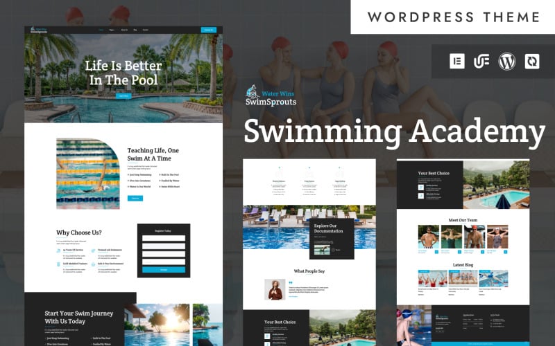 SwimSprouts - Swimming Academy & School WordPress Elementor Theme