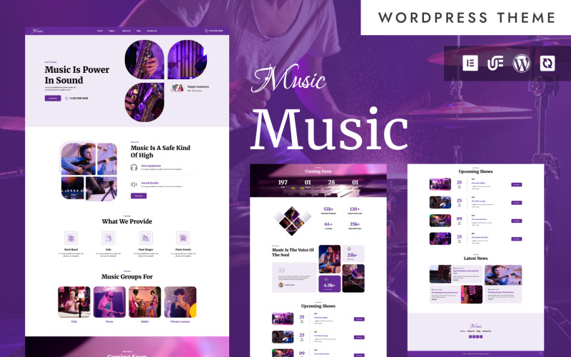 音乐 - 乐队网站 WordPress Elementor 主题