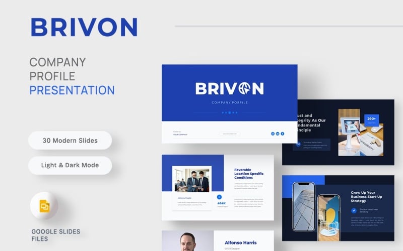 Brivon – Professzionális cégprofil-csomag Google Slides