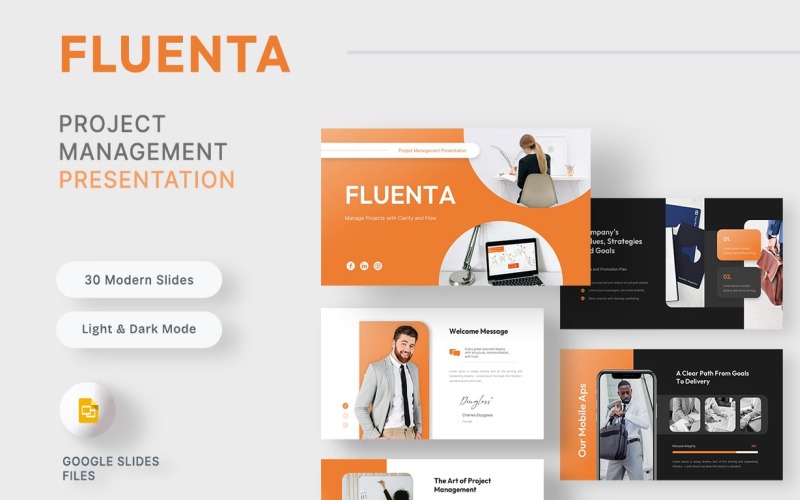 Fluenta - Modello di presentazione di Google per l'esecuzione e la pianificazione del progetto