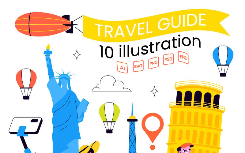 10 reseguider och turvektorillustrationer