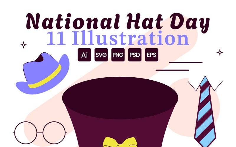 11 illustrationer för den nationella hattdagen
