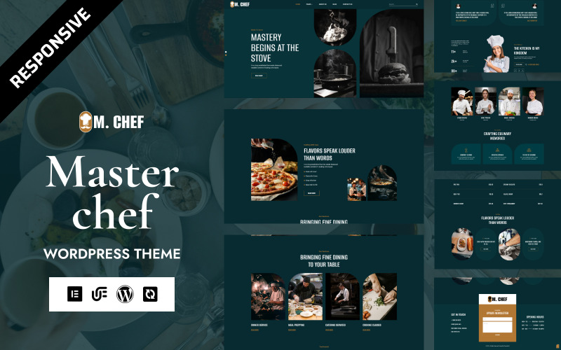 M. Chef - Személyi szakács, catering és főzési szolgáltatások WordPress Elementor sablon