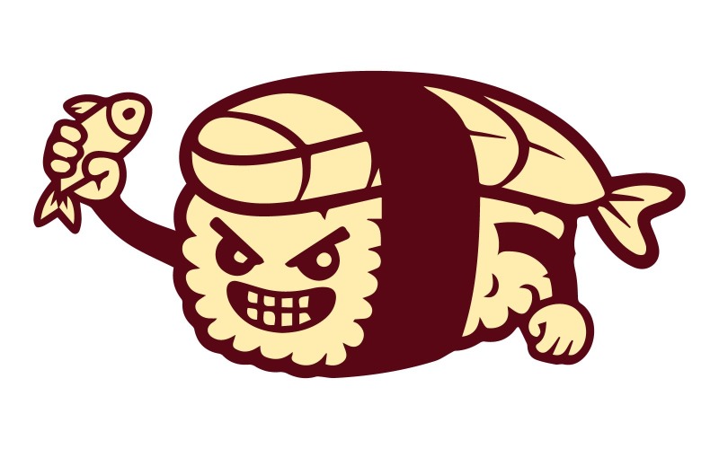 Modello modificabile per il design del logo della mascotte dei cartoni animati di sushi