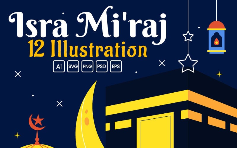 12 Isra Mi'raj-vektorillustration