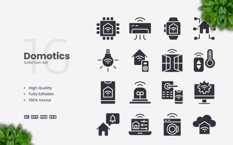 16 Domotica Solid Icons Set