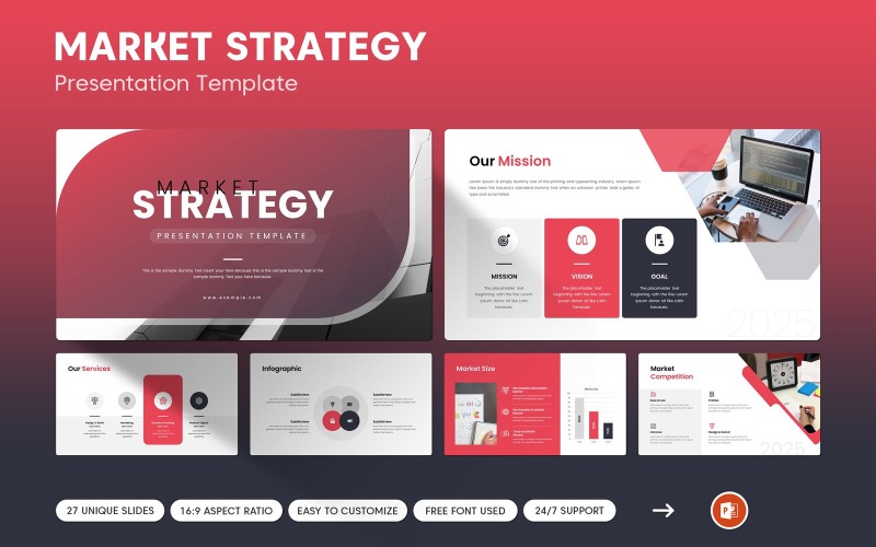 PowerPoint-sjabloon voor marktstrategie