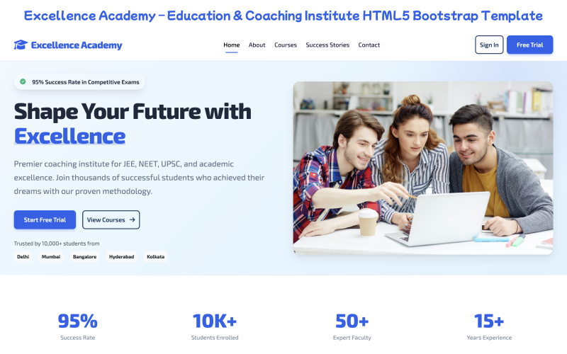 Академія досконалості – Шаблон Bootstrap HTML5 для освітнього та коучингового інституту