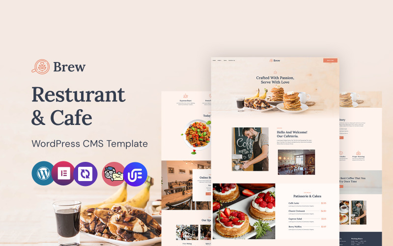Brew - Modèle WordPress CMS Elementor pour café et restaurant
