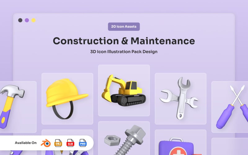 Pakiet ikon 3D Heavy Duty Construction