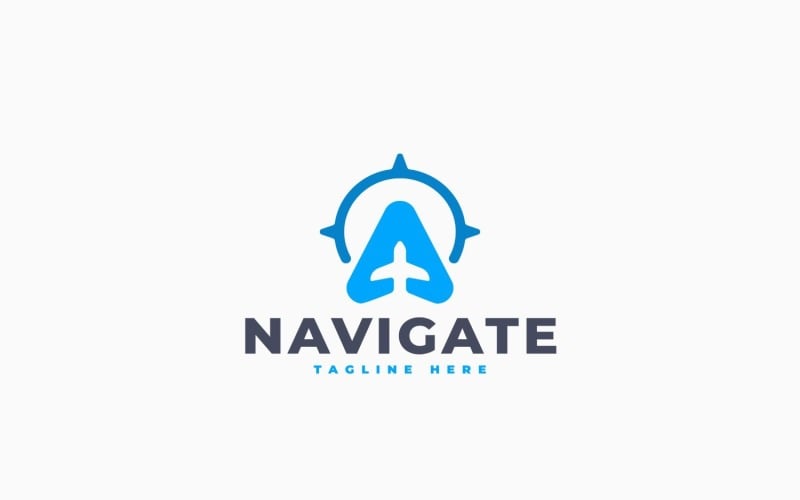 Ontwerp van een reisnavigatielogo-sjabloon