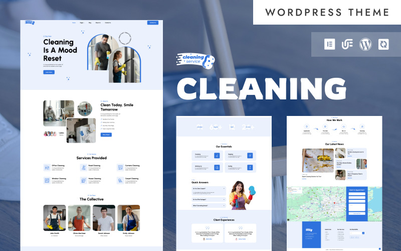 Schoonmaakservice - WordPress Elementor-thema voor schoonmaakbedrijf en thuisservice