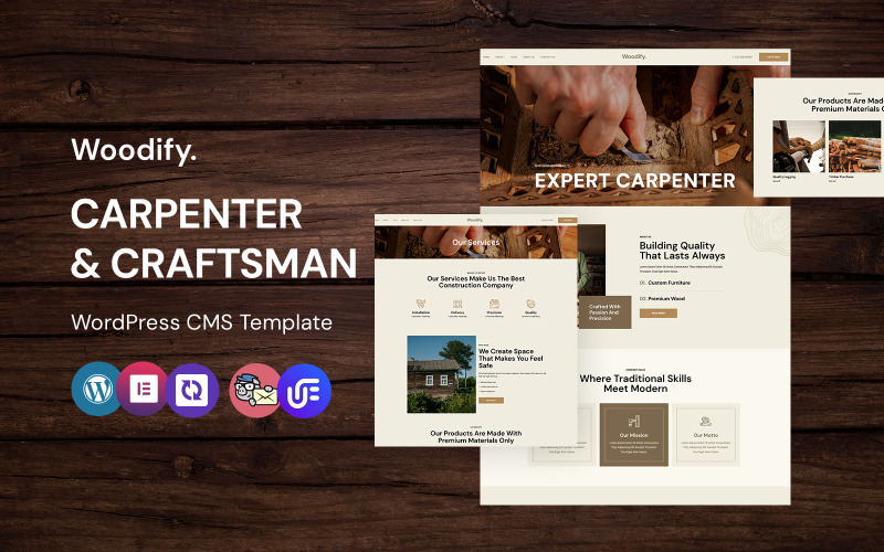 Woodify - Plantilla de WordPress Elementor para carpinteros, ebanistería y trabajos en madera