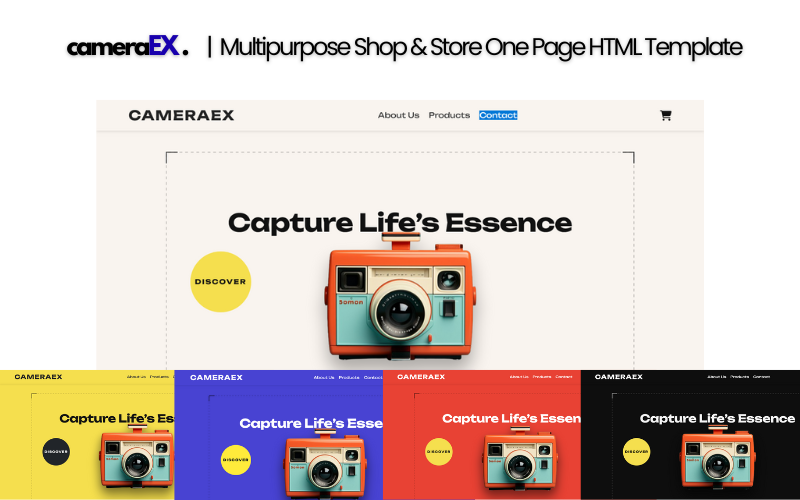 CameraEX – Multifunktionell butik och butik HTML-mall på en sida