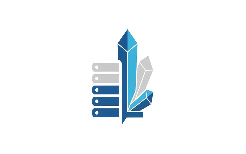 Logo astratto del grafico a barre di cristallo che rappresenta la crescita dei dati e il successo isolato su sfondo bianco